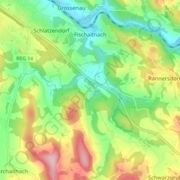 Carte topographique Eging, altitude, relief