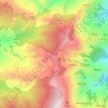 Carte topographique नगरकोट, altitude, relief