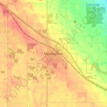 Carte topographique Moosomin, altitude, relief