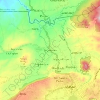 Carte topographique Saguiaran, altitude, relief