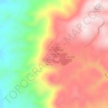 Carte topographique Sunspot, altitude, relief