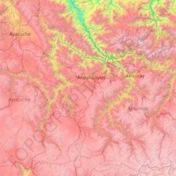 Carte topographique Provincia de Andahuaylas, altitude, relief
