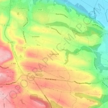 Carte topographique Guillermard, altitude, relief