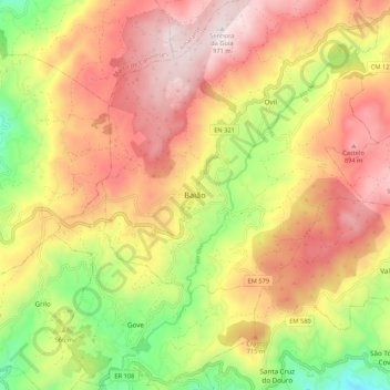Carte topographique Baião, altitude, relief