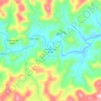 Carte topographique Paracatu de Baixo, altitude, relief