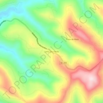 Carte topographique Linha São Paulo, altitude, relief