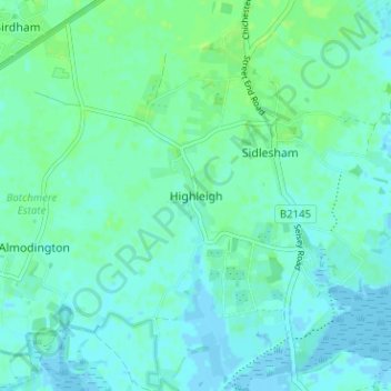 Carte topographique Highleigh, altitude, relief