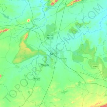 Carte topographique Katni, altitude, relief