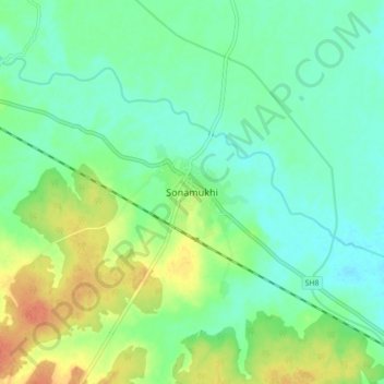 Carte topographique Sonamukhi, altitude, relief