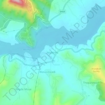 Carte topographique Malkhed, altitude, relief