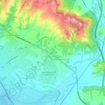 Carte topographique Il Giardino, altitude, relief