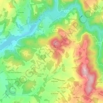 Carte topographique Breix, altitude, relief