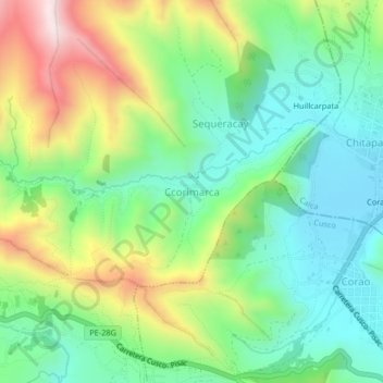 Carte topographique Ccorimarca, altitude, relief