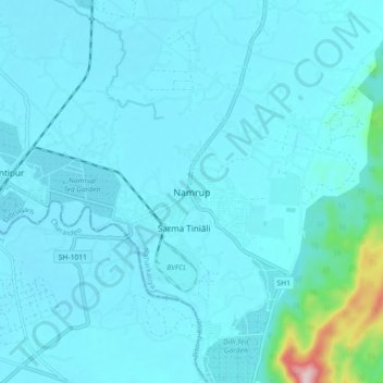 Carte topographique Namrup, altitude, relief