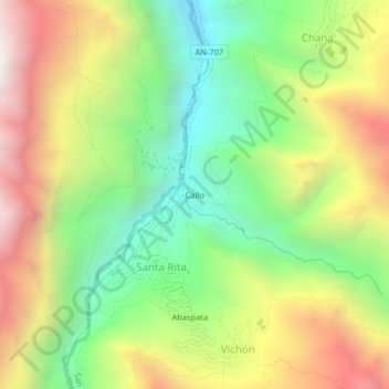 Carte topographique Callo, altitude, relief