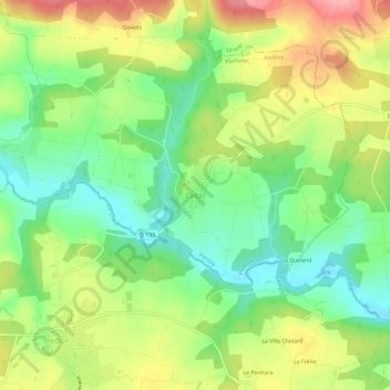Carte topographique Callac, altitude, relief