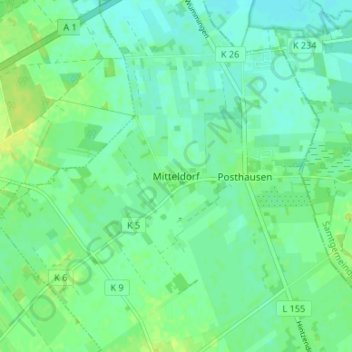 Carte topographique Mitteldorf, altitude, relief