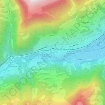 Carte topographique Cumpadials, altitude, relief
