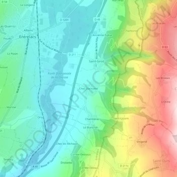 Carte topographique Chez Darmand, altitude, relief