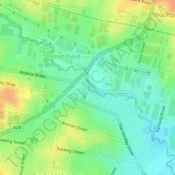 Carte topographique Kiola Street Reserve, altitude, relief