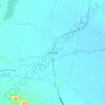 Carte topographique Eruvadi, altitude, relief