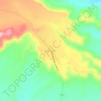 Carte topographique San Juan, altitude, relief