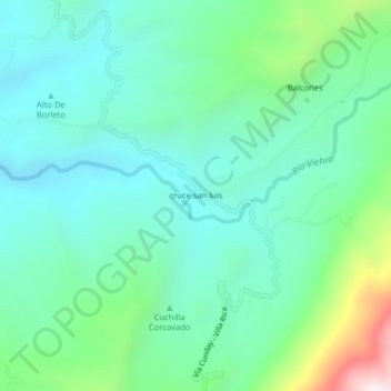 Carte topographique cruce san luis, altitude, relief