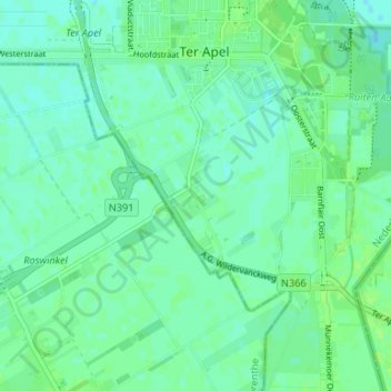 Carte topographique De Maten, altitude, relief