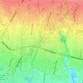 Carte topographique Condong Catur, altitude, relief