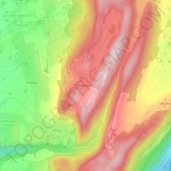 Carte topographique Montcoux, altitude, relief