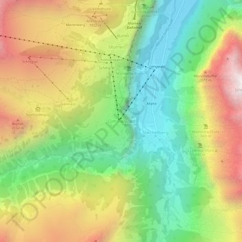 Carte topographique Gimmelwald, altitude, relief