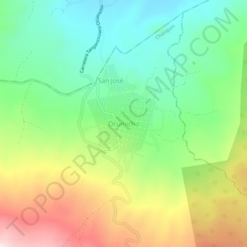 Carte topographique Ocumicho, altitude, relief