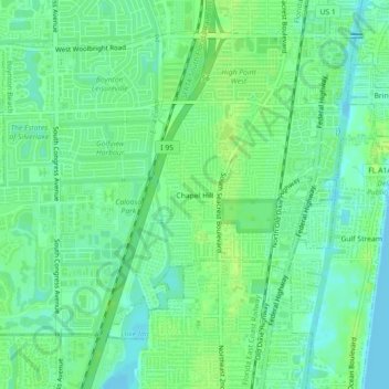 Carte topographique Chapel Hill, altitude, relief