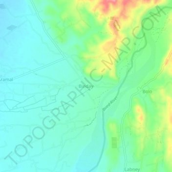 Carte topographique Binday, altitude, relief