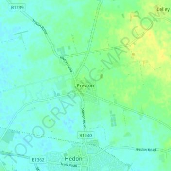 Carte topographique Preston, altitude, relief