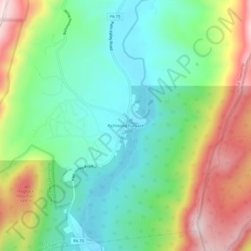 Carte topographique Richmond Furnace, altitude, relief
