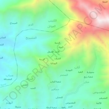 Carte topographique Al Ajad al A`la, altitude, relief