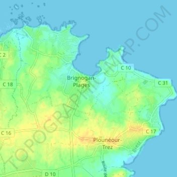 Carte topographique Creach Bihan, altitude, relief