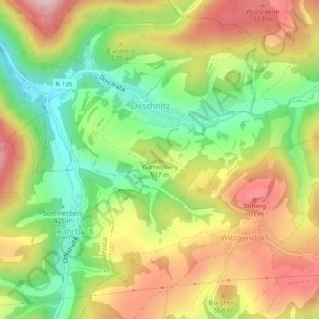 Carte topographique Gartenberg, altitude, relief