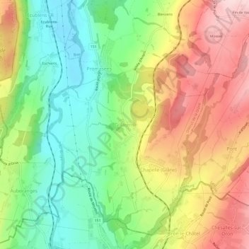 Carte topographique Gillarens, altitude, relief