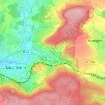 Carte topographique Gromberg, altitude, relief
