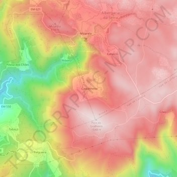 Carte topographique Castanheira, altitude, relief