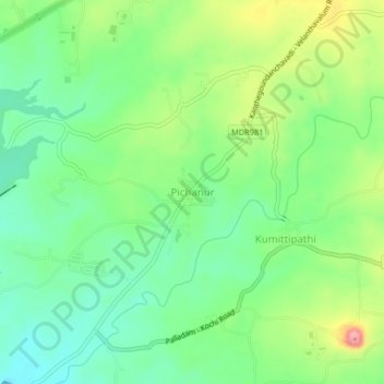 Carte topographique Pichanur, altitude, relief