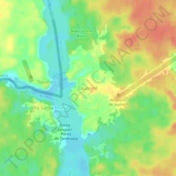 Carte topographique Iauaretê, altitude, relief