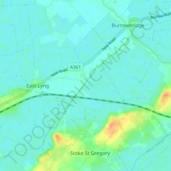 Carte topographique Athelney, altitude, relief