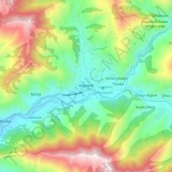 Carte topographique Chandannath, altitude, relief