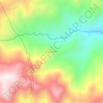 Carte topographique Turunan, altitude, relief