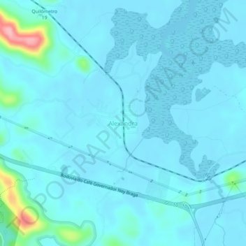 Carte topographique Alexandra, altitude, relief