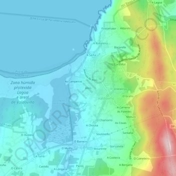 Carte topographique Atios, altitude, relief