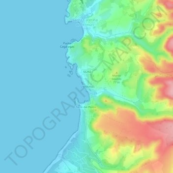 Carte topographique S'Archittu, altitude, relief